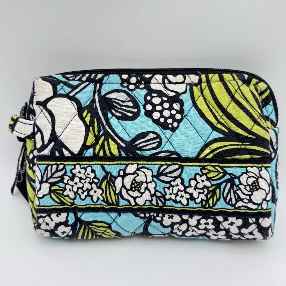 Vera Bradley Branded Island Blooms Travel Cosmetics Bag Zip Up Lined 6x5